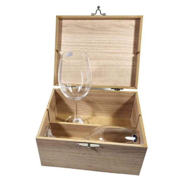 Kit taças vinho caixa carvalho
